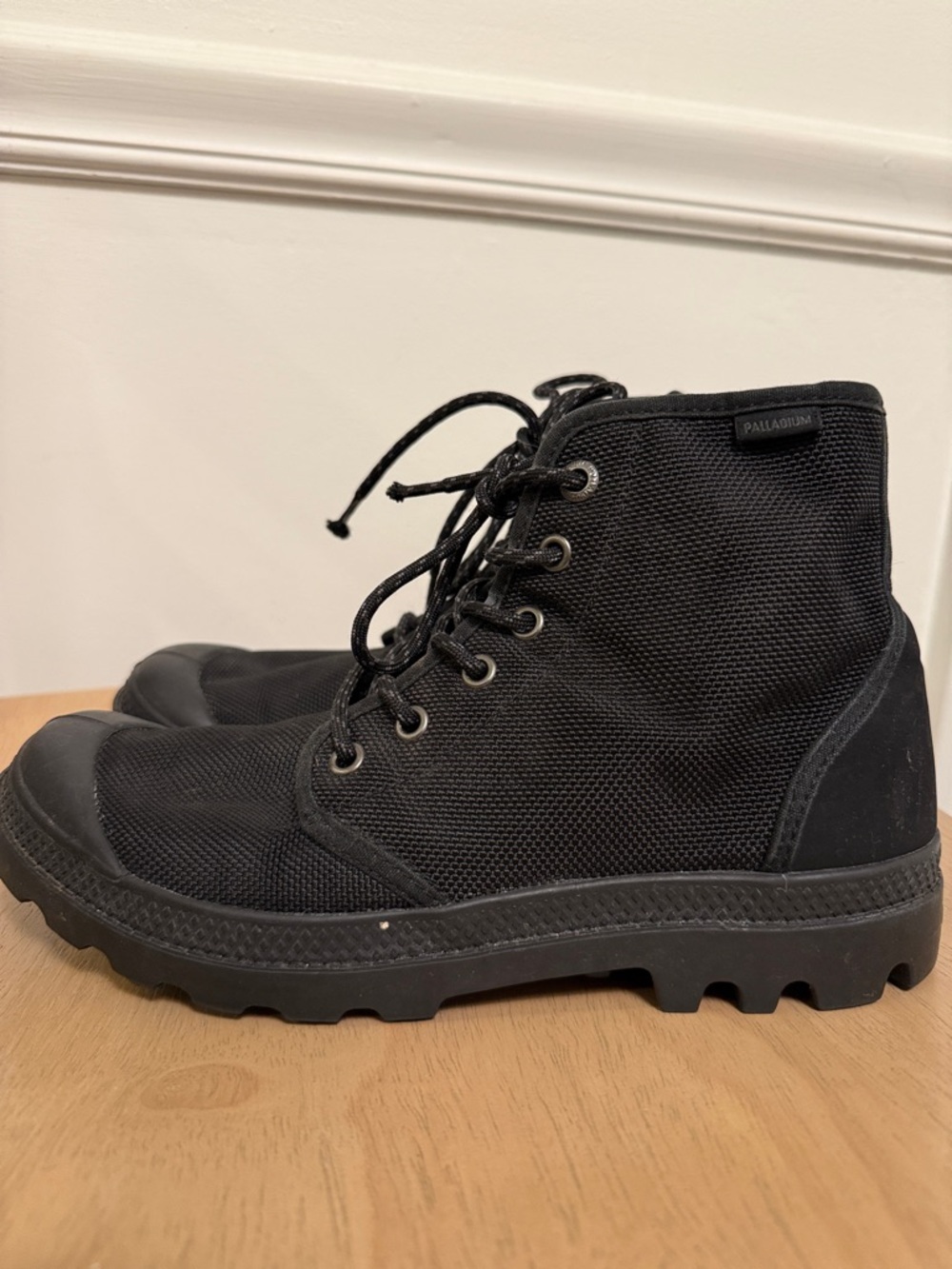 Palladium Black Canvas Womens Lace-Up Tactical Boots